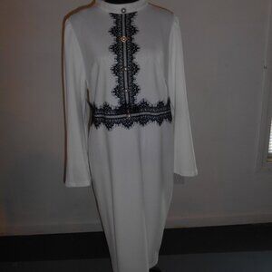 SHEIN CURVE WHITE WITH BLACK LACE TRIMMING PLUS 3XL